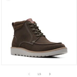 Clarks Men’s Barnes Mid Ankle Boot Dark Grey Suede Size 9.5 M Grip Sole Shoe